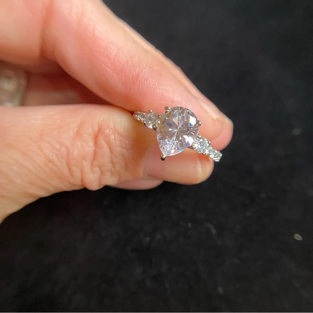 🆕 CZ center stainless steel ring with CZ accents